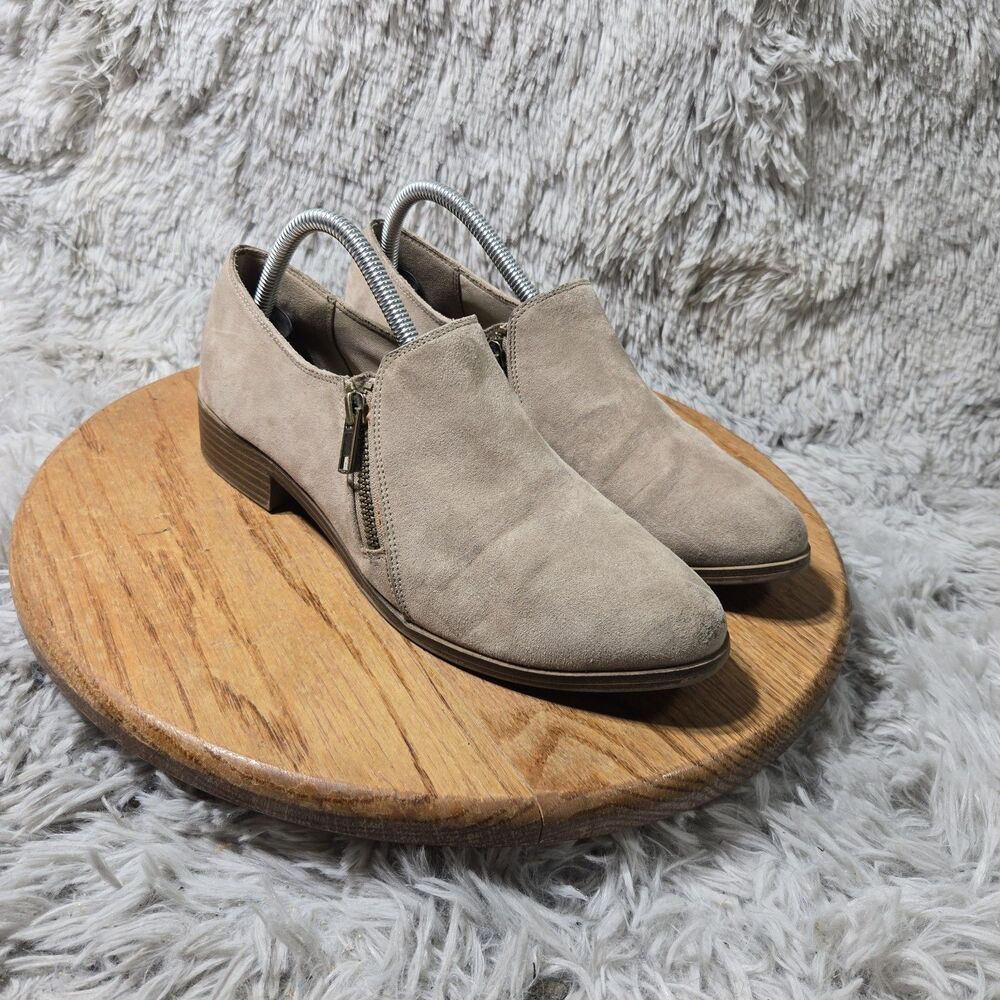 American Eagle Boots Womens 9.5 Ankle Booties Brown Faux Leather Zip Cuban Heels